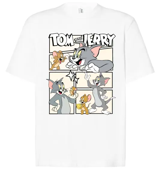 Футболка Оверсайз Tom and Jerry collage Білий фото