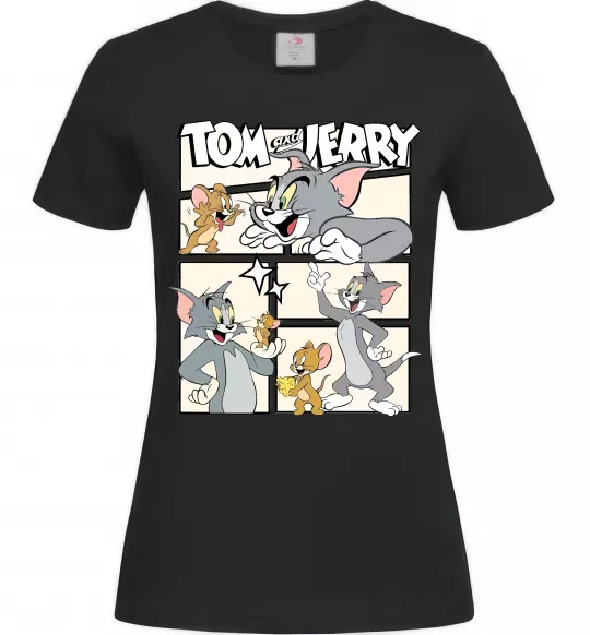 Жіноча футболка Tom and Jerry collage Чорний фото