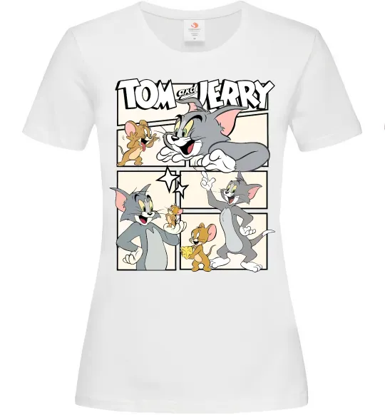 Жіноча футболка Tom and Jerry collage Білий фото