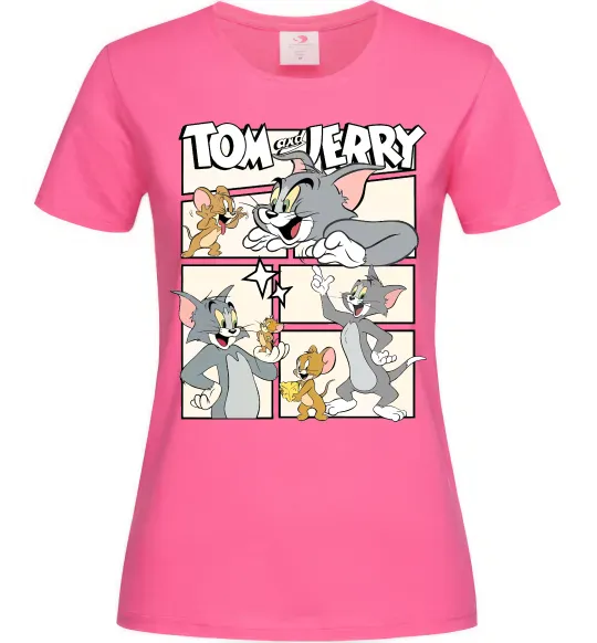 Жіноча футболка Tom and Jerry collage Яскраво-рожевий фото