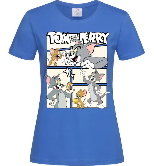 Жіноча футболка Tom and Jerry collage Яскраво-синій фото