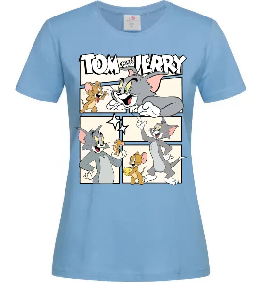 Жіноча футболка Tom and Jerry collage Блакитний фото