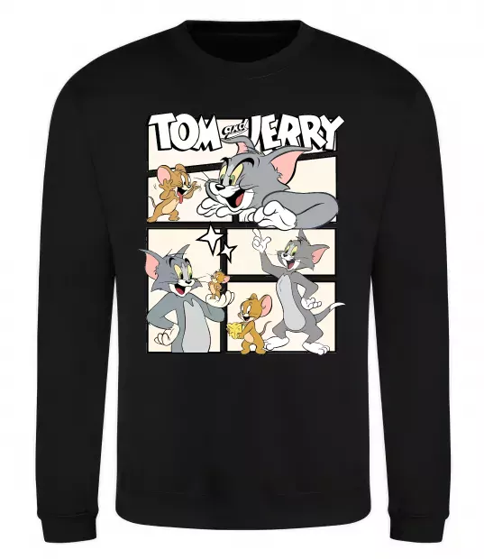 Світшот Tom and Jerry collage Чорний фото