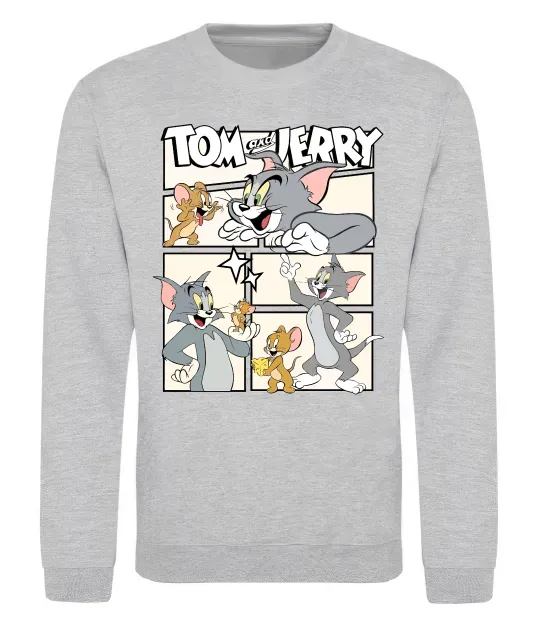 Світшот Tom and Jerry collage Сірий меланж фото