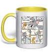 Чашка с цветной ручкой Tom and Jerry collage Лимонный фото