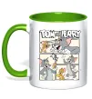 Чашка с цветной ручкой Tom and Jerry collage Лаймовый фото