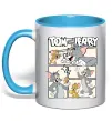Чашка з кольоровою ручкою Tom and Jerry collage Блакитний фото