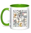 Чашка з кольоровою ручкою Tom and Jerry collage Зелений фото