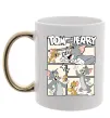 Чашка з кольоровою ручкою Tom and Jerry collage Золото фото