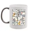 Чашка з кольоровою ручкою Tom and Jerry collage Срібло фото