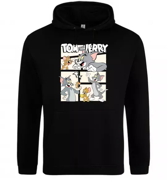 Мужская толстовка (худи) Tom and Jerry collage Черный фото