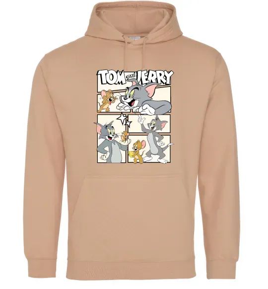 Мужская толстовка (худи) Tom and Jerry collage Песочный фото