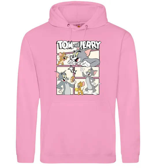 Женская толстовка (худи) Tom and Jerry collage Розовый фото