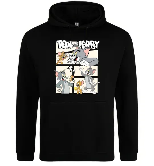 Женская толстовка (худи) Tom and Jerry collage Черный фото