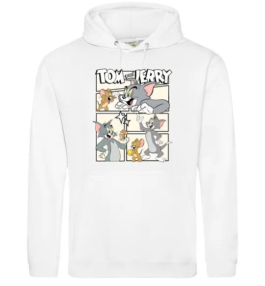 Женская толстовка (худи) Tom and Jerry collage Белый фото