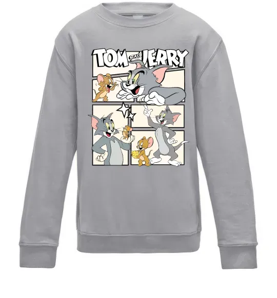 Детский Свитшот Tom and Jerry collage Серый меланж фото