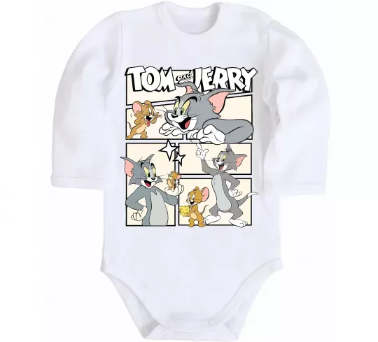 Детский боди Tom and Jerry collage Белый фото