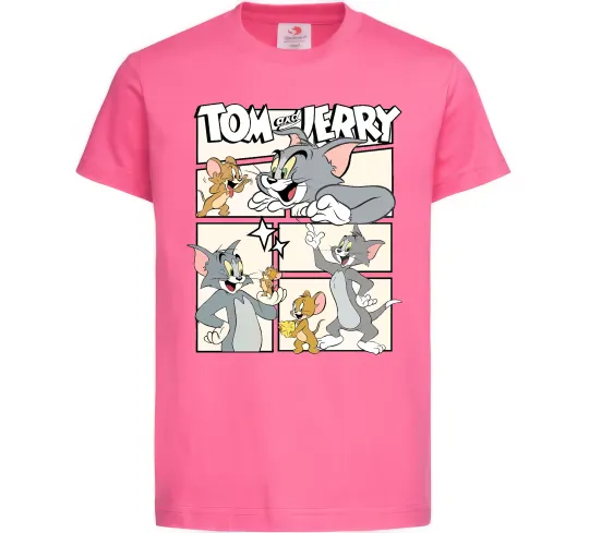 Детская футболка Tom and Jerry collage Ярко-розовый фото