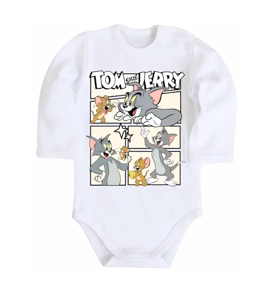 Детский боди Tom and Jerry collage Белый фото