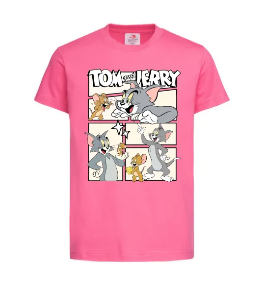 Детская футболка Tom and Jerry collage Ярко-розовый фото