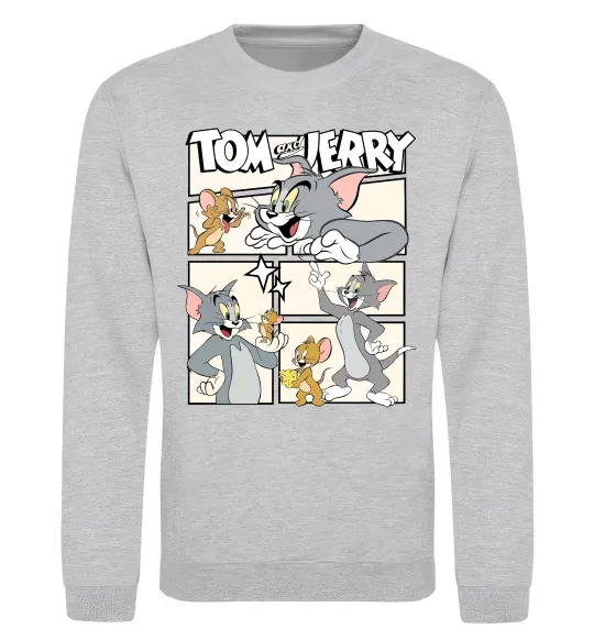 Світшот Tom and Jerry collage Сірий меланж фото
