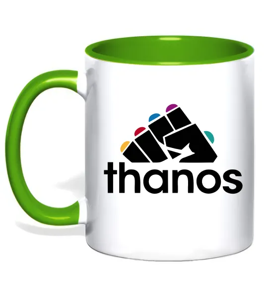 Чашка з кольоровою ручкою Thanos рукавиця Лаймовий фото