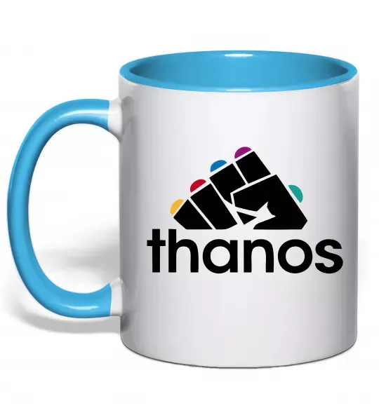Чашка с цветной ручкой Thanos рукавиця Голубой фото