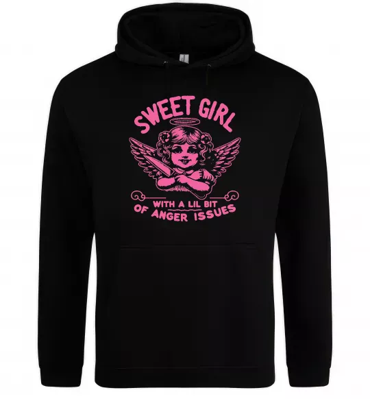 Женская толстовка (худи) Sweet girl with anger Черный фото
