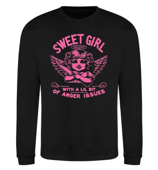 Свитшот Sweet girl with anger Черный фото