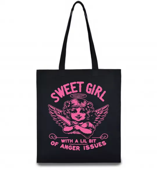 Еко-сумка Sweet girl with anger Чорний фото