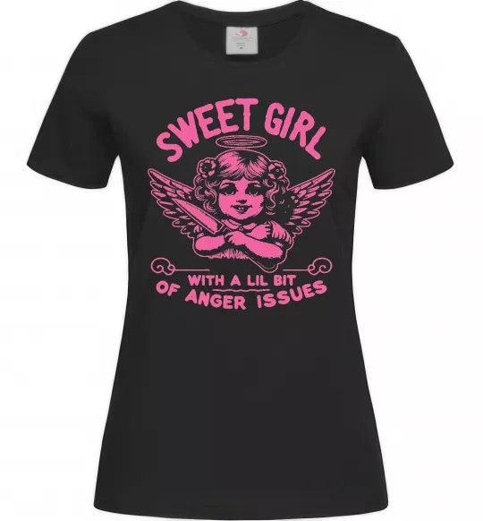 Жіноча футболка Sweet girl with anger Чорний фото