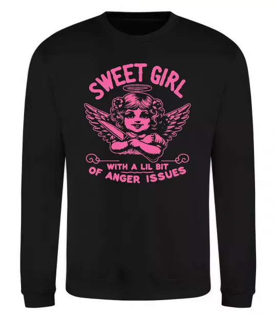 Свитшот Sweet girl with anger Черный фото