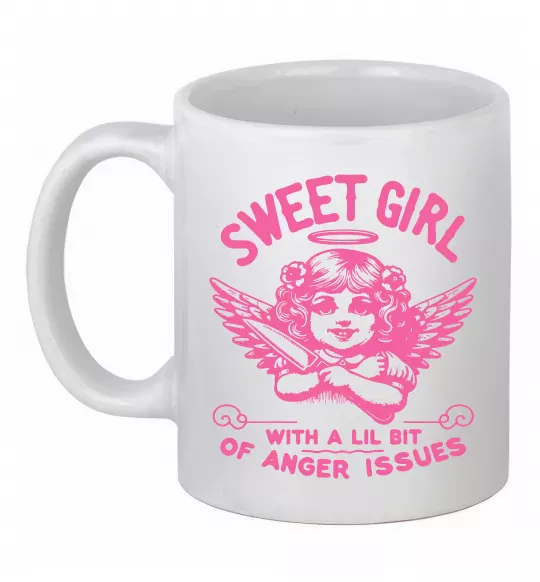 Чашка керамическая Sweet girl with anger Белый фото