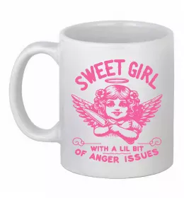 Чашка керамічна Sweet girl with anger Білий фото