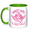 Чашка с цветной ручкой Sweet girl with anger Лаймовый фото