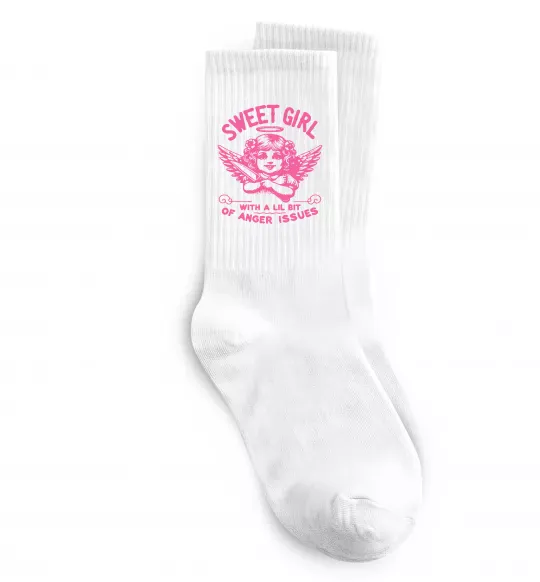 Носки Sweet girl with anger Белый фото