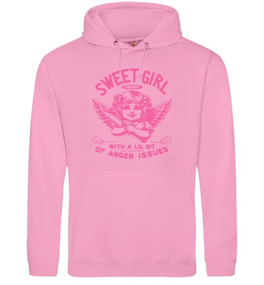 Женская толстовка (худи) Sweet girl with anger Розовый фото