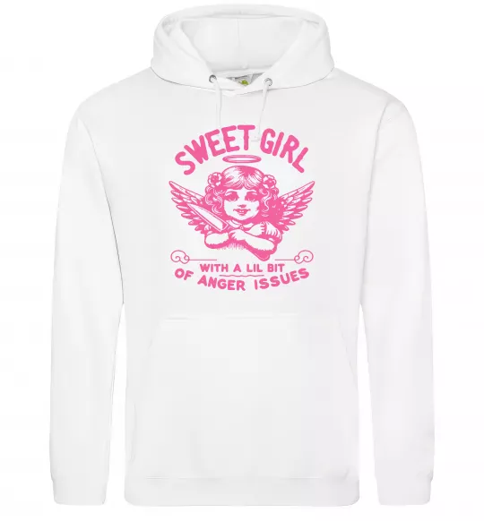 Женская толстовка (худи) Sweet girl with anger Белый фото