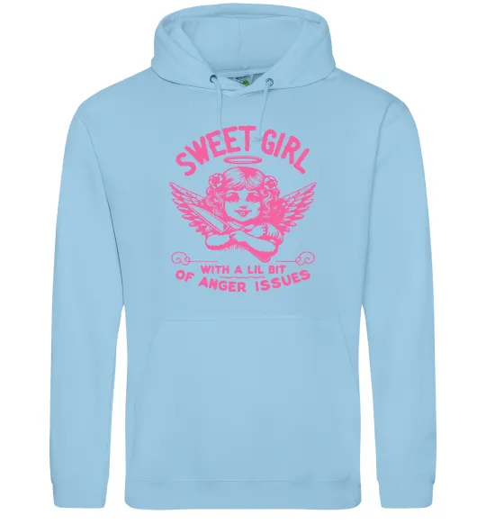 Женская толстовка (худи) Sweet girl with anger Голубой фото