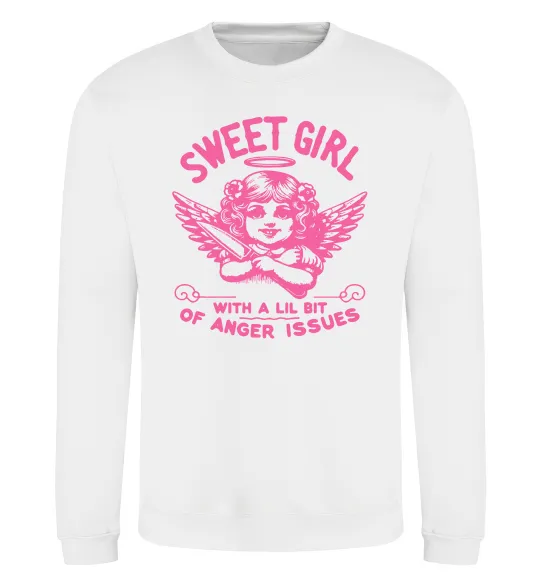Свитшот Sweet girl with anger Белый фото