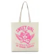 Еко-сумка Sweet girl with anger Бежевий фото