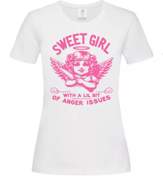 Жіноча футболка Sweet girl with anger Білий фото