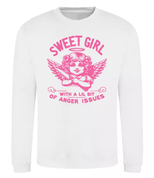 Свитшот Sweet girl with anger Белый фото