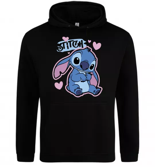 Мужская толстовка (худи) Стіч сердця Черный фото