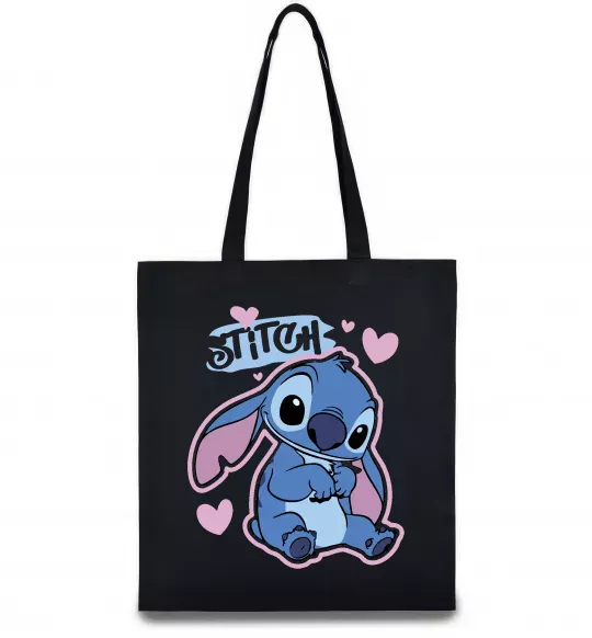 Еко-сумка Стіч сердця Чорний фото