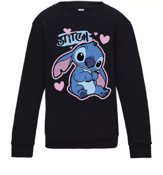 Детский Свитшот Стіч сердця Черный фото