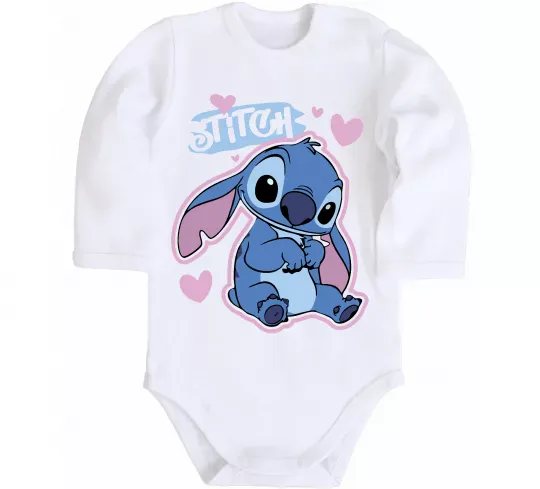 Детский боди Стіч сердця Белый фото