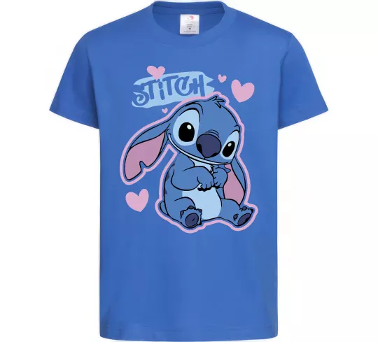 Дитяча футболка Стіч сердця Яскраво-синій фото