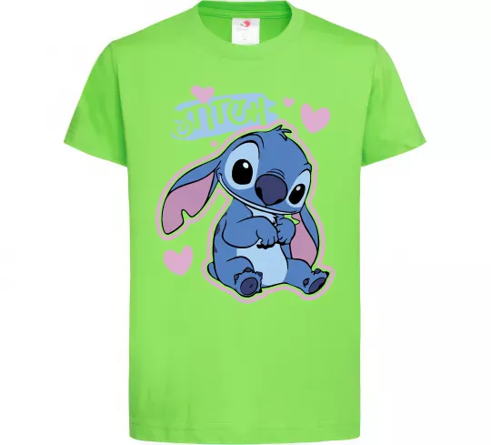 Дитяча футболка Стіч сердця Лаймовий фото