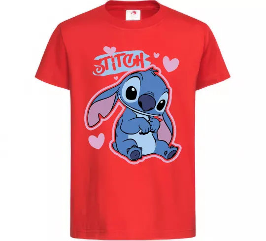 Дитяча футболка Стіч сердця Червоний фото